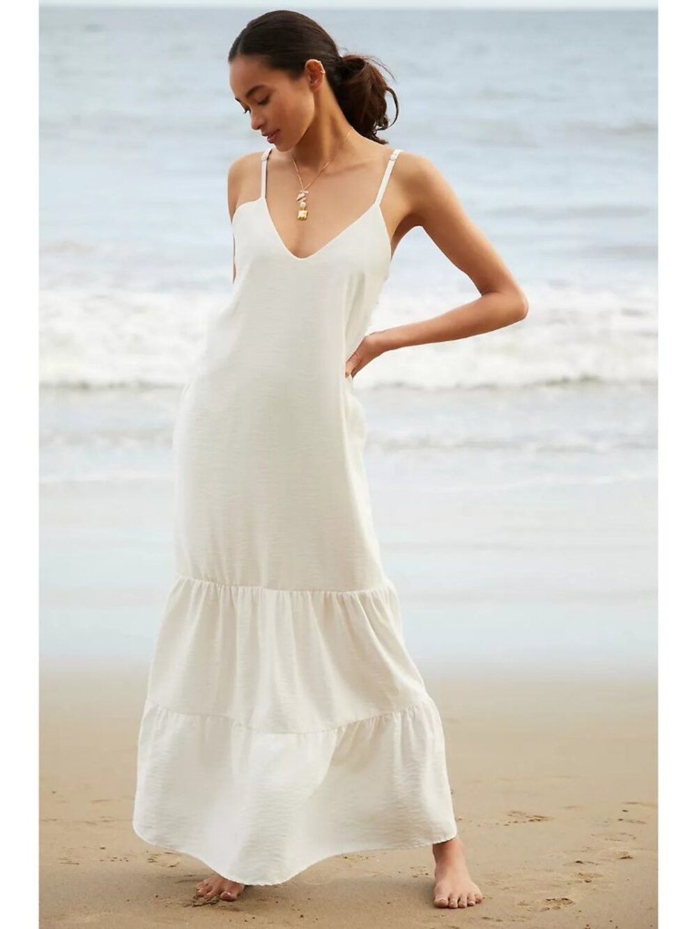 Peixoto Parker Tie Midi Dress White Womens Size Medium